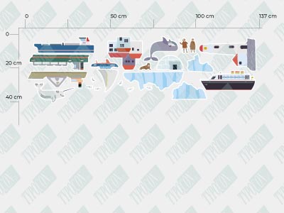 Scale of boat wall stickers