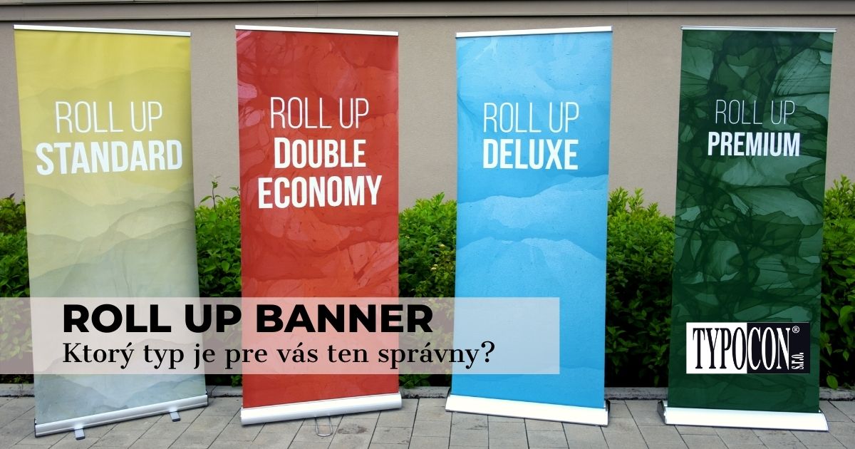 Štyri typy roll up bannera v exteriéri. 