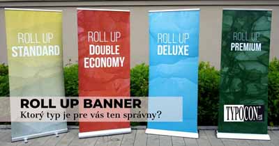 Štyri typy roll up bannera v exteriéri. 