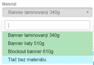 material vo formulary na vyrobu bannera