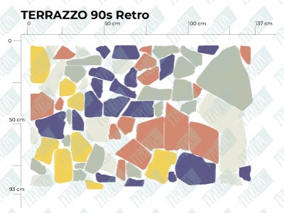 Mierka nálepiek na stenu terrazzo 90s Retro