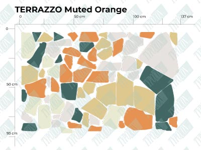 Mierka nálepiek na stenu Terrazzo Muted Orange