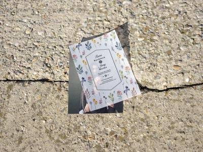 Wedding invitation tracing paper rock